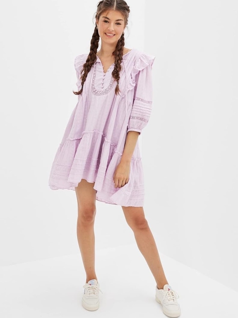 American Eagle Outfitters | Lilac Tiered Boho Dress Sz L